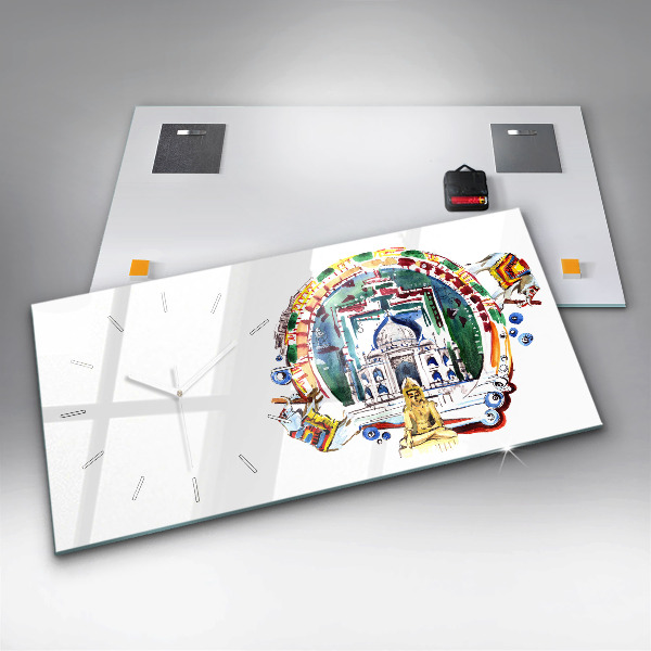 Horizontální hodiny na skle Malba Buddhy v chrámu