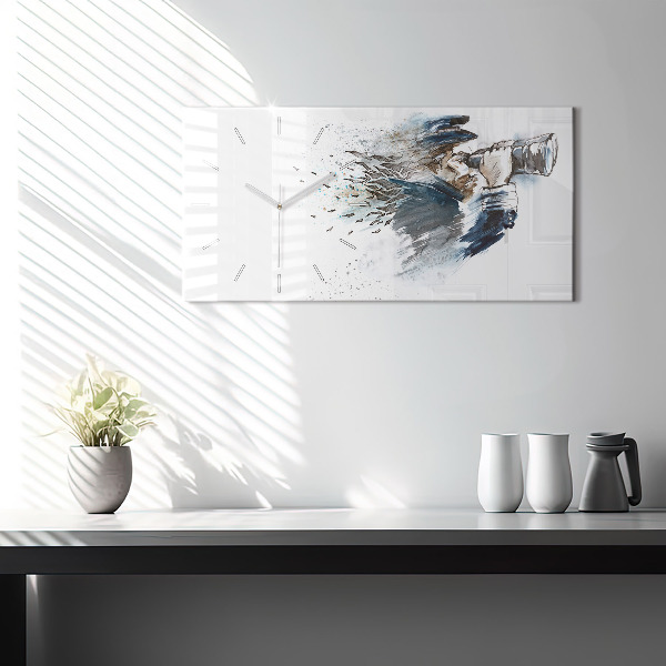 Horizontální hodiny na skle Kapitán lodi s dalekohledem