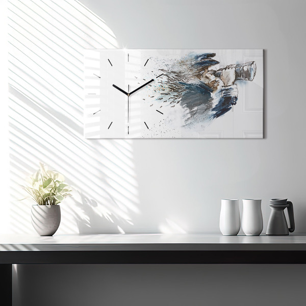 Horizontální hodiny na skle Kapitán lodi s dalekohledem