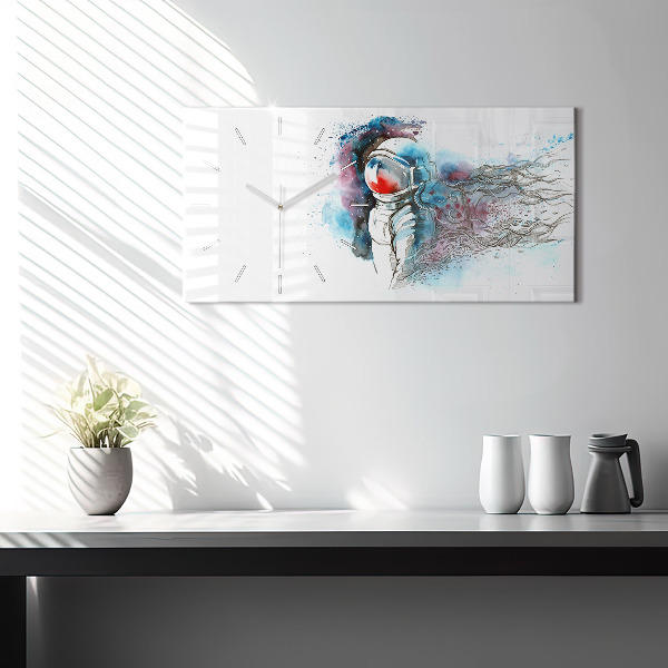 Horizontální hodiny na skle Abstraktní astronaut