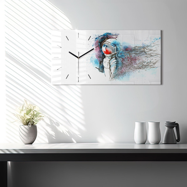 Horizontální hodiny na skle Abstraktní astronaut