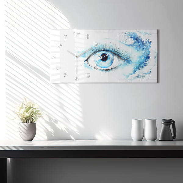 Horizontální hodiny na skle Mořské oko