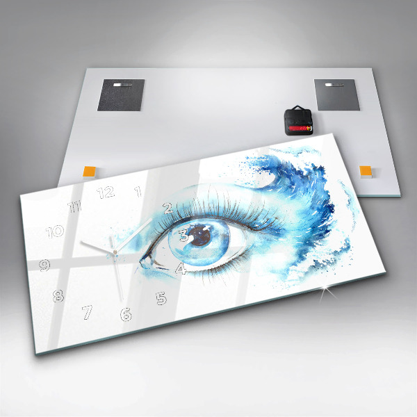 Horizontální hodiny na skle Mořské oko