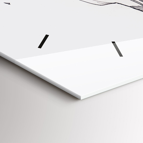 Horizontální hodiny na skle Kresba milostného polibku