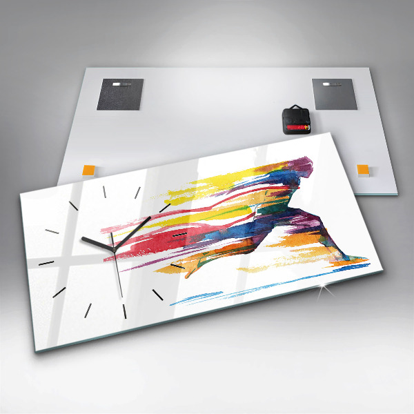 Horizontální hodiny na skle Ilustrace běžce