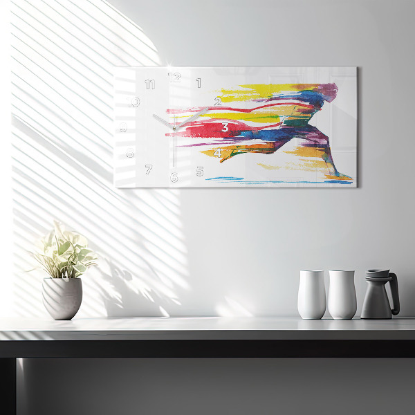 Horizontální hodiny na skle Ilustrace běžce