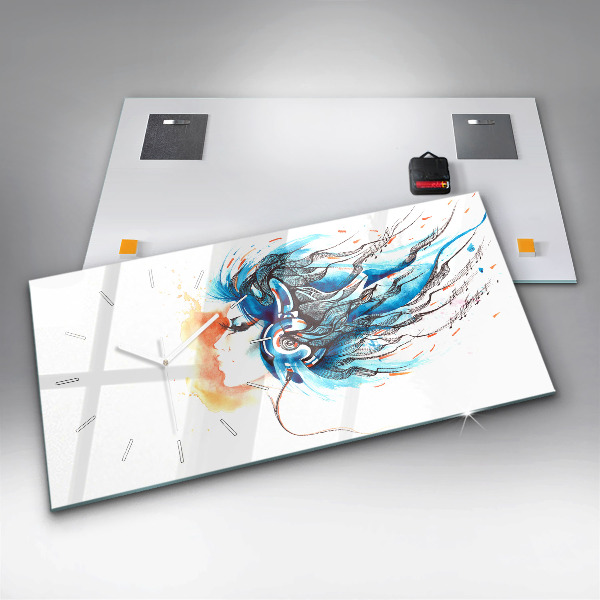 Horizontální hodiny na skle Ilustrace sluchátek