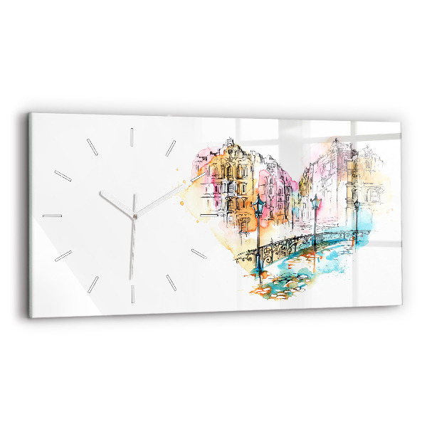 Horizontální hodiny na skle Malovaná architektura