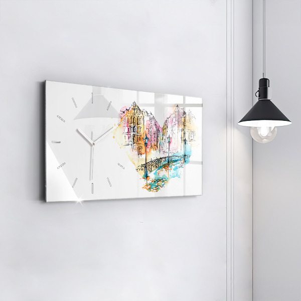 Horizontální hodiny na skle Malovaná architektura
