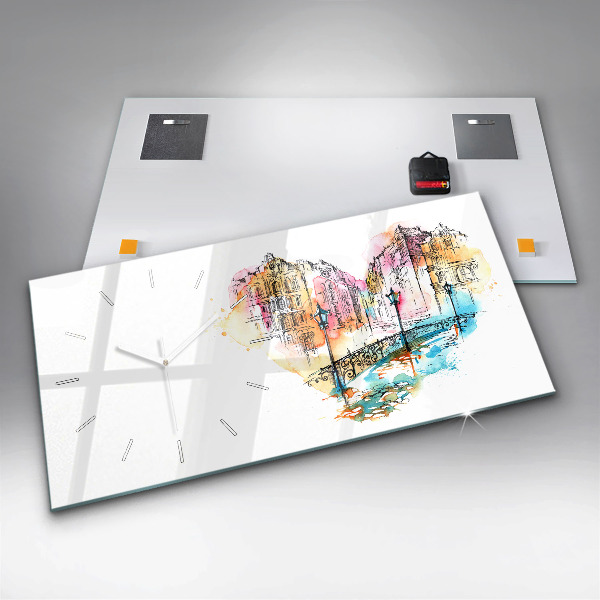 Horizontální hodiny na skle Malovaná architektura