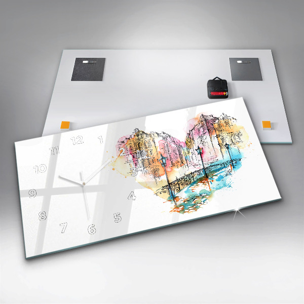 Horizontální hodiny na skle Malovaná architektura