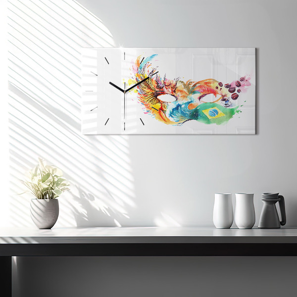 Horizontální hodiny na skle Kultura - Vlajka Brazílie