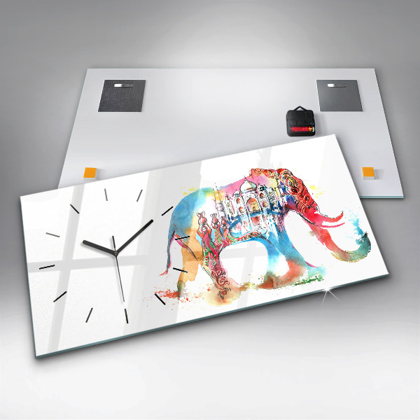 Horizontální hodiny na skle Kultura Indie