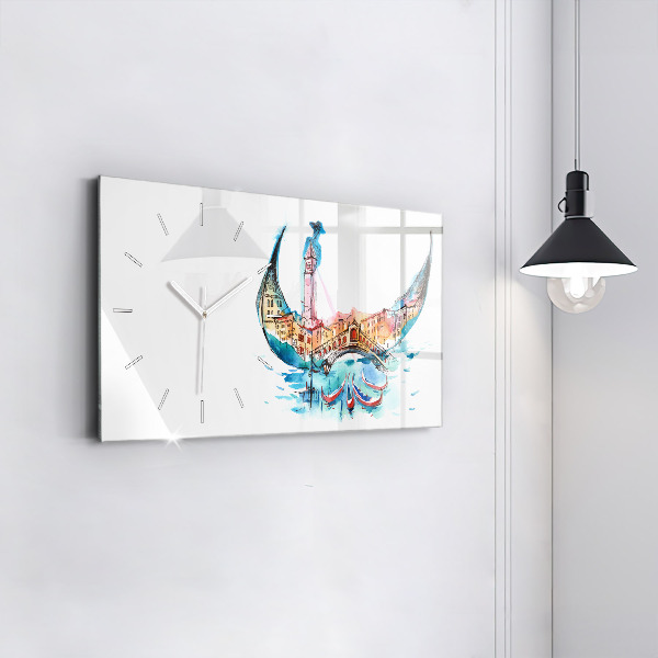 Horizontální hodiny na skle Itálie - Benátská gondola