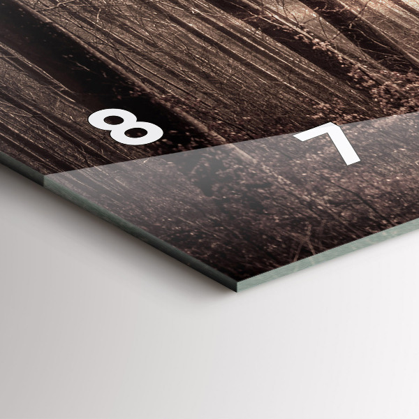 Horizontální hodiny na skle Lesní cesta v sépiové barvě