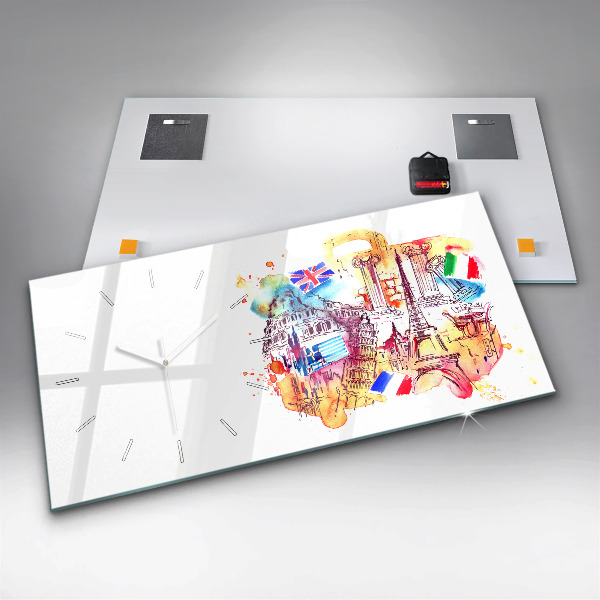 Horizontální hodiny na skle Atraktivní země světa