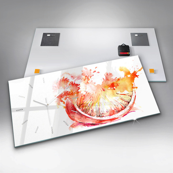 Horizontální hodiny na skle Malovaný pomeranč