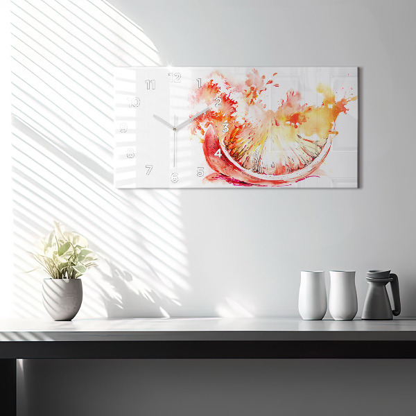 Horizontální hodiny na skle Malovaný pomeranč