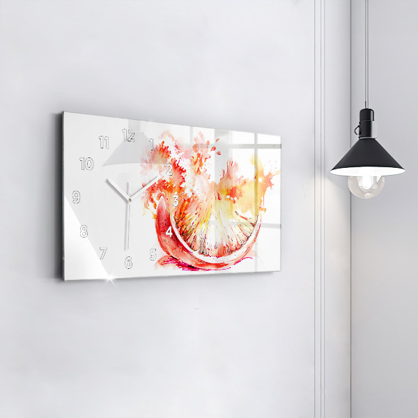 Horizontální hodiny na skle Malovaný pomeranč