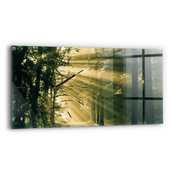 Horizontální hodiny na skle Sluneční paprsky Les