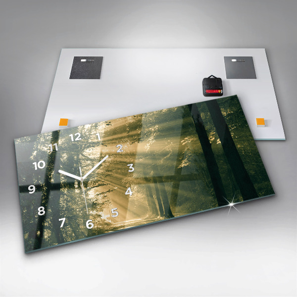 Horizontální hodiny na skle Sluneční paprsky Les