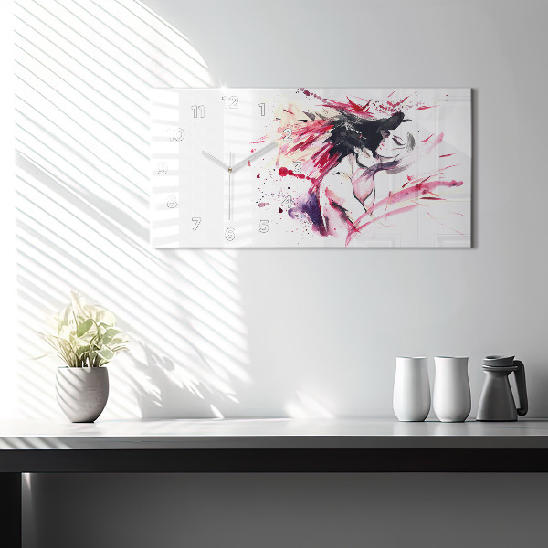 Horizontální hodiny na skle Abstraktní milenci