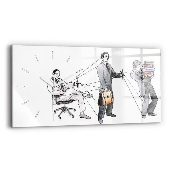 Horizontální hodiny na skle Lidé s marionetami