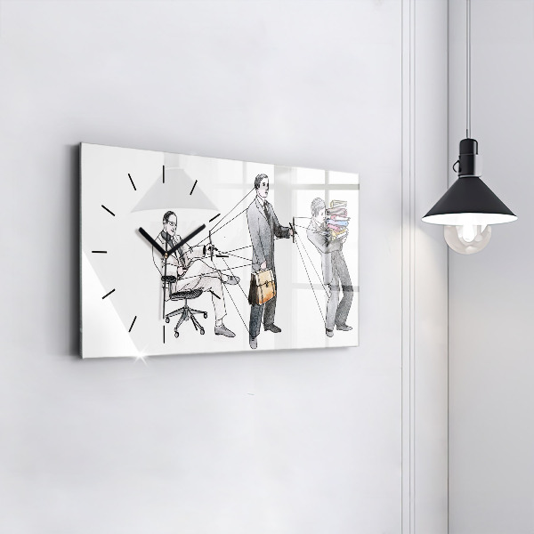 Horizontální hodiny na skle Lidé s marionetami