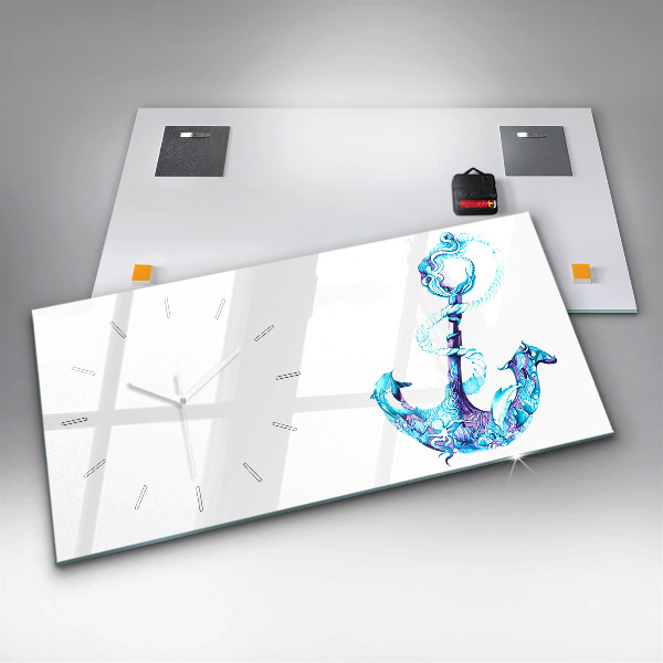 Horizontální hodiny na skle Mořská kotva