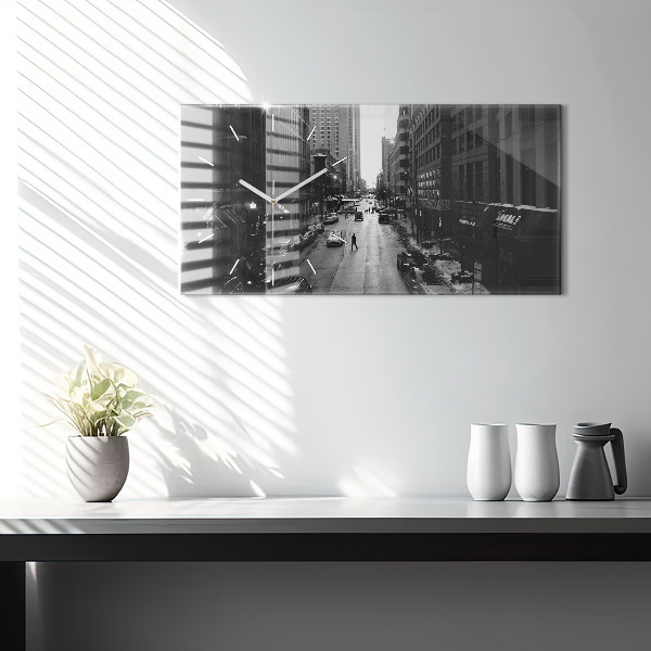 Horizontální hodiny na skle Ulice Chicaga