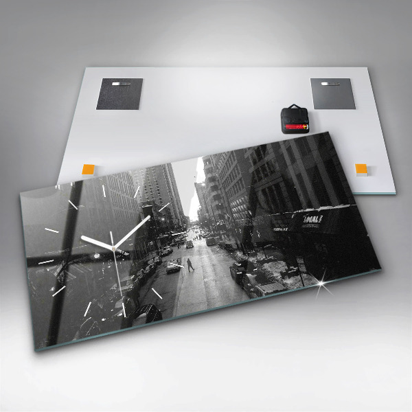 Horizontální hodiny na skle Ulice Chicaga