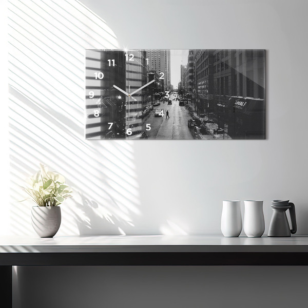 Horizontální hodiny na skle Ulice Chicaga