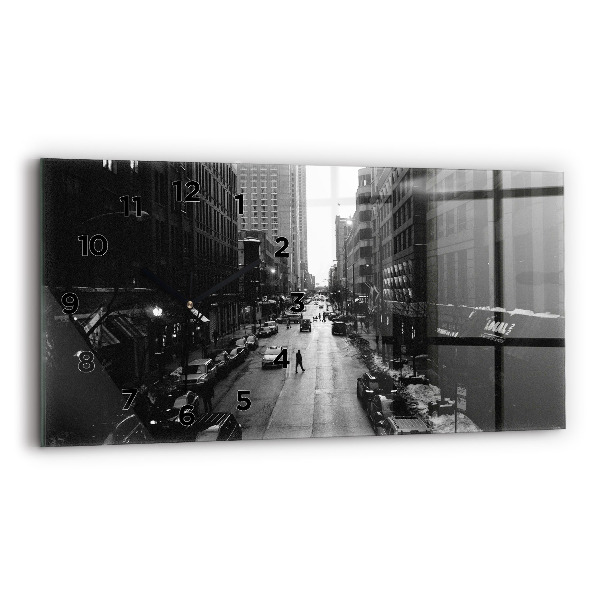 Horizontální hodiny na skle Ulice Chicaga