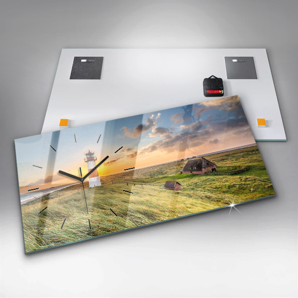 Horizontální hodiny na skle Maják