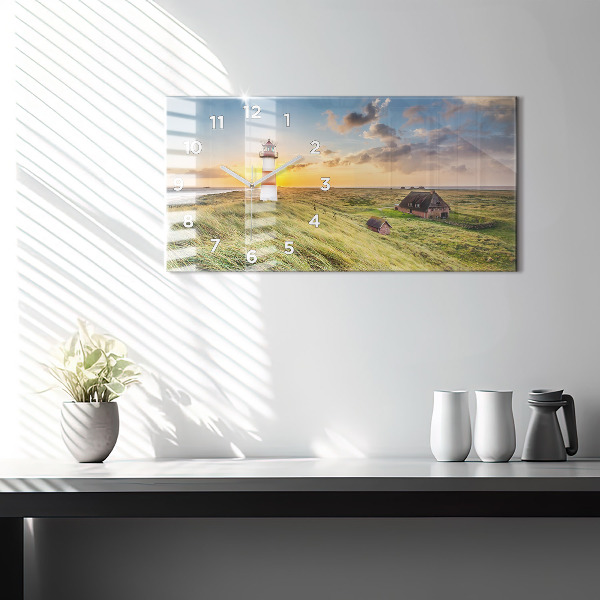 Horizontální hodiny na skle Maják