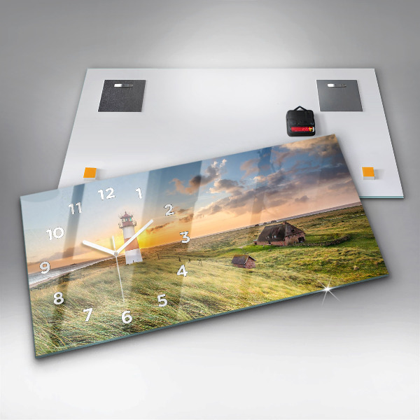 Horizontální hodiny na skle Maják
