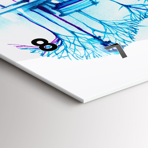 Horizontální hodiny na skle Jezero v parku Cello