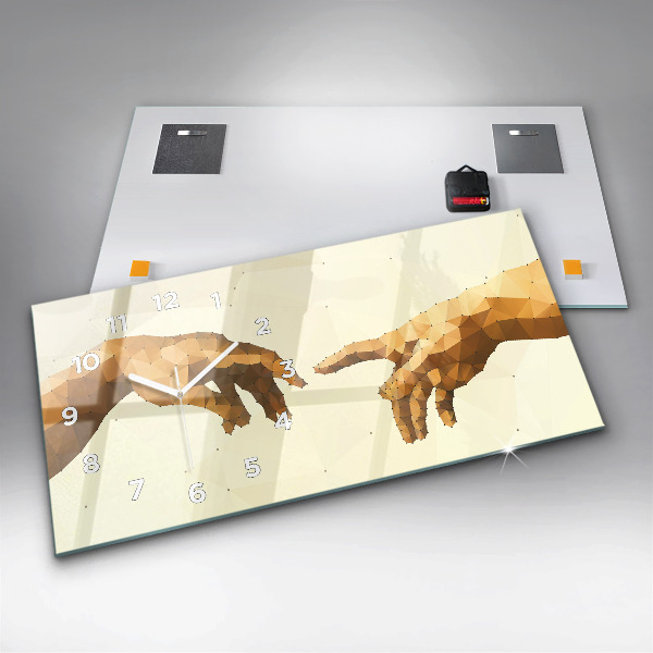 Horizontální hodiny na skle Stvoření Adama