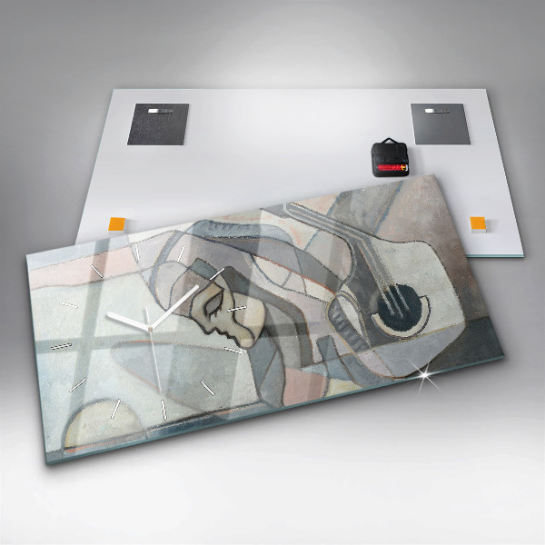 Horizontální hodiny na skle Abstraktní malba