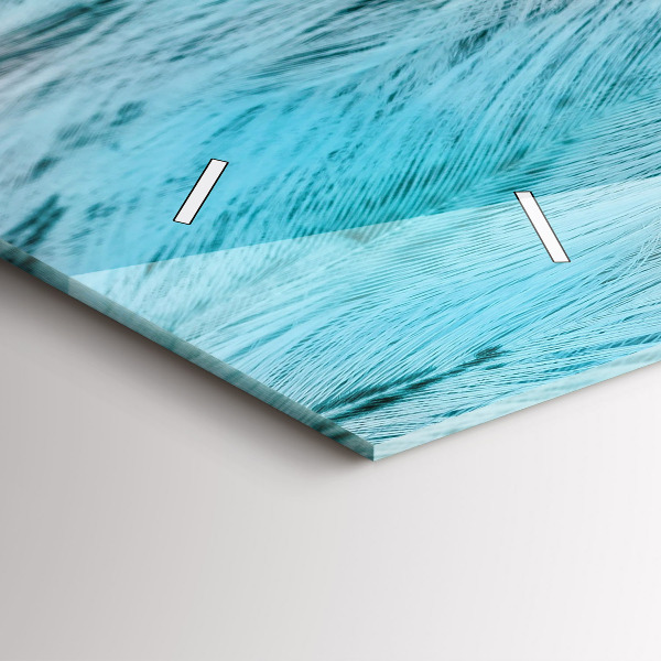 Horizontální hodiny na skle Barevné peří