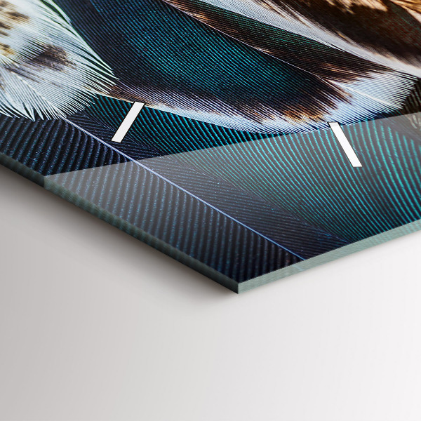 Horizontální hodiny na skle Světle hnědé ptačí peří