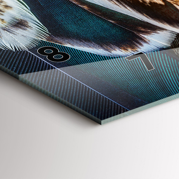 Horizontální hodiny na skle Světle hnědé ptačí peří