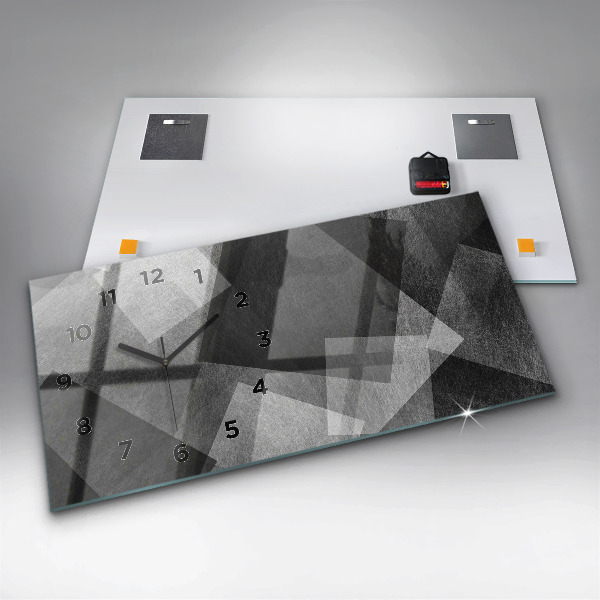 Horizontální skleněné hodiny na stěnu Geometrická abstrakce