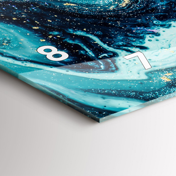 Horizontální skleněné hodiny na stěnu Abstraktní mramor