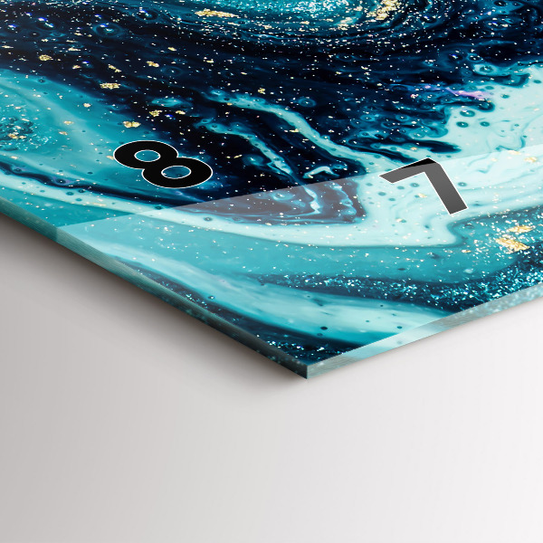 Horizontální skleněné hodiny na stěnu Abstraktní mramor