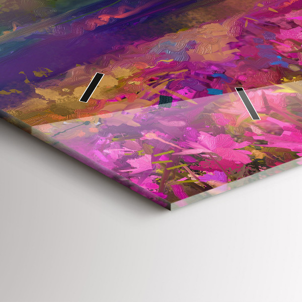 Horizontální skleněné hodiny na stěnu Krajina přírody a květin