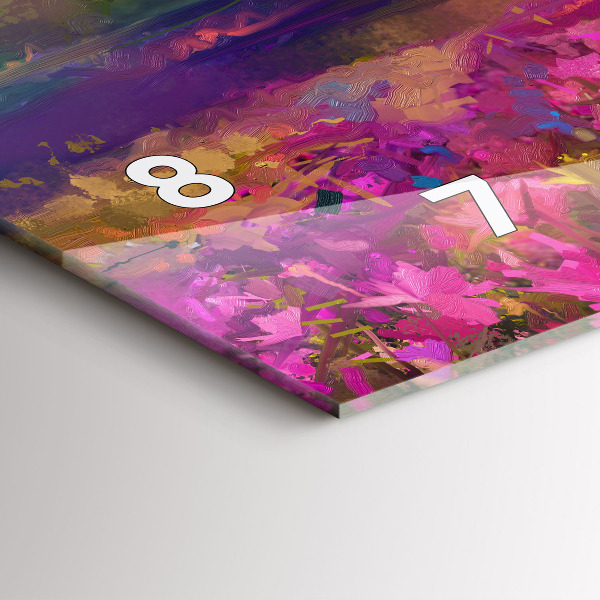 Horizontální skleněné hodiny na stěnu Krajina přírody a květin