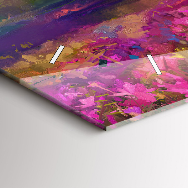 Horizontální skleněné hodiny na stěnu Krajina přírody a květin