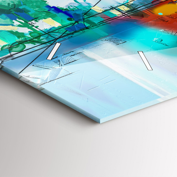 Horizontální skleněné hodiny na stěnu Abstraktní most