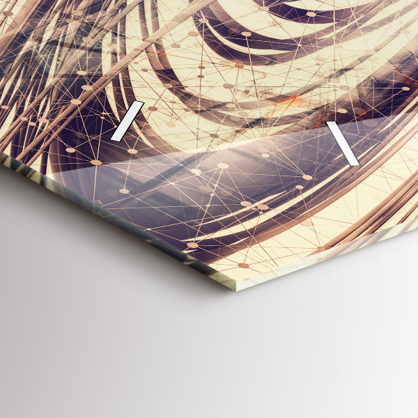 Horizontální skleněné hodiny na stěnu Abstraktní mechanismus